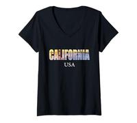 Women's California Cali Flag V-Neck T-Shirt
