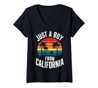 Womens California Just A Boy From California USA Beach V-Neck T-Shirt