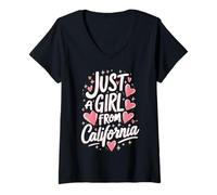 Womens California Just A Girl From Carlifornia USA State V-Neck T-Shirt