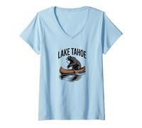 Womens California Lake Tahoe Souvenir/Lake Tahoe V-Neck T-Shirt