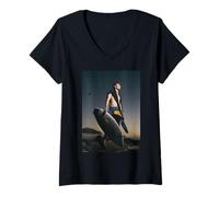 Womens California Pro Surfer Dane Reynolds by Michael Grecco V-Neck T-Shirt