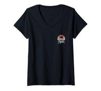 Womens California Retro Vintage Front Back Graphic XO4U Original V-Neck T-Shirt