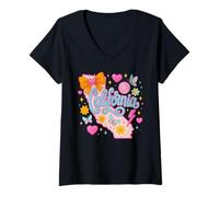 Womens California Y2K Coquette Aesthetic Cute Bow Butterfly Design V-Neck T-Shirt