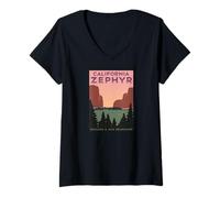 Womens California Zephyr (Chicago to San Francisco) V-Neck T-Shirt
