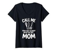 Women's Call Me Head Chef Culinary Artist Cooking Mom V-Neck T-Shirt