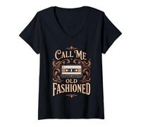 Women's Call Me Old Fashioned Classic Nostalgic Vintage Tape V-Neck T-Shirt
