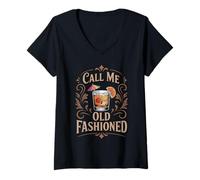 Women's Call Me Old Fashioned Drinking Lover Cocktail Tequila V-Neck T-Shirt