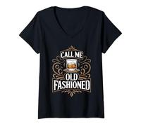 Women's Call Me Old Fashioned Drinking Lover Whiskey Drinker Bourbon V-Neck T-Shirt