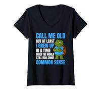 Womens Call Me Old Funny Sarcastic Saying Turtle Humor Design V-Neck T-Shirt