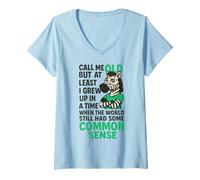 Womens Call Me Old Funny Sarcastic Saying Zebra Humor Design V-Neck T-Shirt