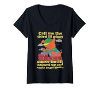 Womens Call Me The Third Little Pig V-Neck T-Shirt