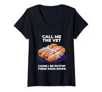 Women's Call Me The Vet Cause I Be Puttin' These Dogs Down V-Neck T-Shirt