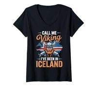 Womens Call Me Viking Scandinavia Viking Norse Icelandic Iceland V-Neck T-Shirt