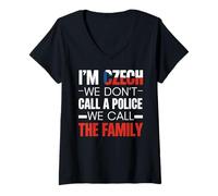 Womens Call The Family Czech Republic Flag Czech Roots Europe Czech V-Neck T-Shirt