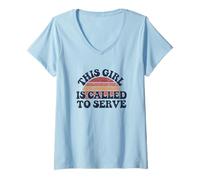 Womens Called to Serve LDS Sister Missionary Quote V-Neck T-Shirt