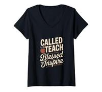 Women's Called to Teach Blessed to Inspire Teacher V-Neck T-Shirt