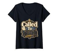 Women's Called to Teach Christian Educator Design V-Neck T-Shirt