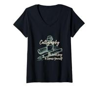 Women's Calligraphy Saying The Write Way to Express Yourself V-Neck T-Shirt