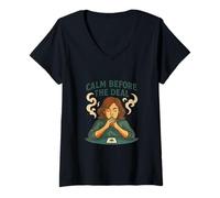 Womens Calm Before The Deal - Poker Mindset Art V-Neck T-Shirt