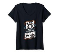 Women's Calm Dad with A Passion for Board Games Strategy V-Neck T-Shirt