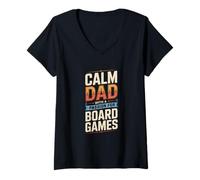 Women's Calm Dad with A Passion for Board Games V-Neck T-Shirt