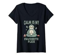 Women's Calm is My Favorite Flex Embrace Inner Peace and Joy V-Neck T-Shirt