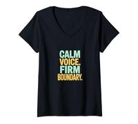 Women's Calm Voice Firm Boundary Statement V-Neck T-Shirt