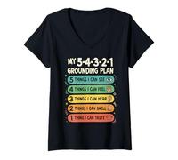 Women's Calming Strategies 54321 Grounding Plan V-Neck T-Shirt