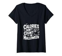Womens Calories Don't Count on Halloween Fun Festive V-Neck T-Shirt