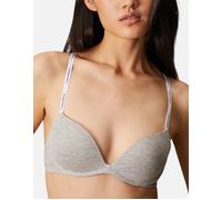 Women's Calvin Klein Womens Bra Cotton Modal Wirefree Push Up Plunge New Grey Underwear
