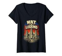 Women's Cambodian Heritage Khmer Wat A Legend V-Neck T-Shirt