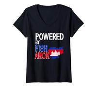 Womens Cambodian Roots, Half Cambodian & Khmer Cambodia V-Neck T-Shirt