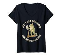 Women's Came Back with Milk Fathers Day Daddy Funny Dad Frog V-Neck T-Shirt