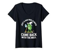 Women's Came Back with The Milk Dad Daddy Frog Papa V-Neck T-Shirt