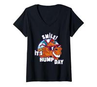 Women's Camel Smile! It's Hump Day Funny Hump Day Camel Sunglass V-Neck T-Shirt