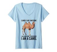 Women's Camels are Awesome I Am Awesome Therefore I Am A Camel V-Neck T-Shirt