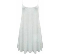 FASHION FAIRIES Womens Sleeveless Strappy Cami Swing Dress Printed Plain Top Ladies Summer Wear Cami Flared Dress White