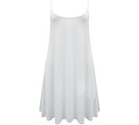 Womens Cami Swing Flared Dress Ladies Vest Plain Sleeveless Top Plus Size Skater#White#XXL/XXXL