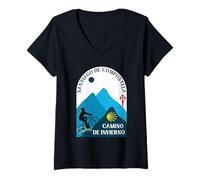 Women's Camino de Invierno Bicycle Man Santiago de Compostela 2026 V-Neck T-Shirt