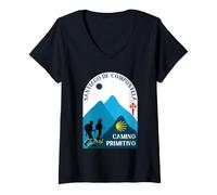 Women's Camino Primitivo Couple Pilgrims Santiago de Compostela 2026 V-Neck T-Shirt