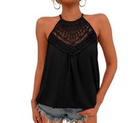 Womens Camisole Lace crew Neck Ladies Vest Tank Tops Undershirt Basic lace panel vest Women crew Neck Lace Trim Cami Casual Sleeveless Lightweigth Camisole Blouse Shirt summer lace patchwork vest