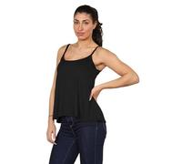 Women's Camisole Strappy Vest Top Ladies Plain Strappy Swing Vest Summer Flared Sleeveless Spaghetti Tank Top Black 3XL Plus Size UK 24/26