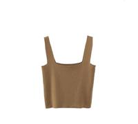 Women's Camisole - Women's Fashion Slim Sexy Short Summer Tops Sleeveless Knitted Vest Vintage Party Streetwear Thin Camisole Bottoming T-Shirts,Brown,S