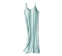 Womens Camisoles Dress with Built in Bra Nightwear Sleeveless One Piece Adjustable Spaghetti Strap Tank Dress Casual Slim Fit Compression Shirts Shaping Tops Shapewear Homewear Green