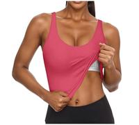 Women's Camisoles & Vests UK Support Lift Cotton Built in Bra Square Neck Tank Tops Cami Strap Light Add Padded Sleeveless Strappy Yoga Dry Fit Casual Fashion Gym Shirt Hot Pink
