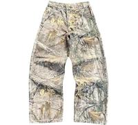 Women's Camo Cargo Pants Y2k Maple Leaf Print High Waist Baggy Camouflage Pants Loose Army Cargo Joggers Sweatpants, Brown, XL