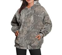 Women's Camo Hoodie Maple Leaf Print Oversized Hooded With Pocket Casual Pullover Women Hooded Sweatshirts (Green, M)