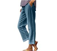 Women's Camo Pants Cargo Trousers Summer Elasticated Waist Cropped Trousers with Pockets Wide Leg Lightweight Breathable Pants Loose Fit Casual Comfy Holiday Beach Pant