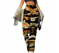 Women's Camouflage Daily Long Pants Pocket Cargo Pant Elastic Waist Loose Straight Leg Casual Pants Wide Leg Trousers Daily Solid Color Relaxed Combat Streetwear Plus Size Lounge Sweatpants
