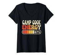 Womens Camp Cook Energy 67 Percent Funny Job Title Humor V-Neck T-Shirt